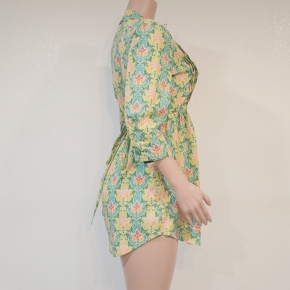 MATILDA Jane Tunic Blouse Button Front Top Green Acres Size M - Picture 9 of 12